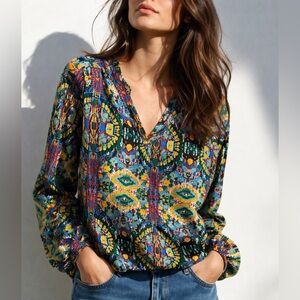 Collective Concepts Abstract Print Blouse | Multicolour | Size Small